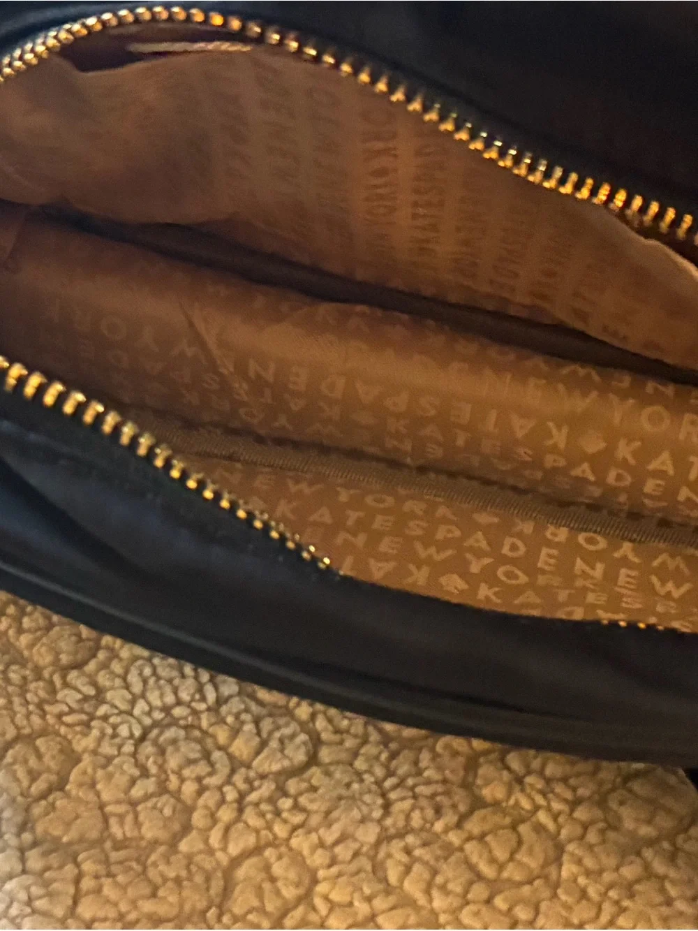 kate spade Black Nylon Crossbody with Gold Accents